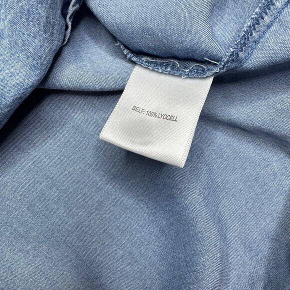 Jane and Delancey Chambray Sleeveless Pintuck Blouse Blue Size XL - Picture 8 of 9